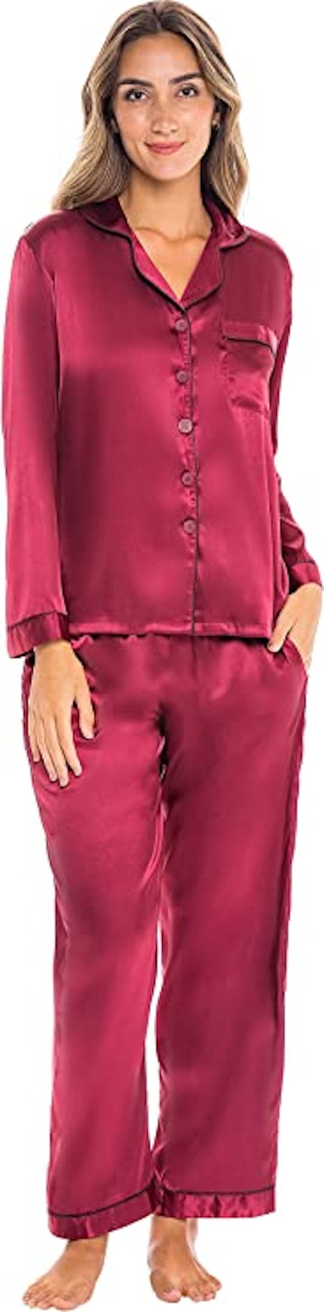 Alexander Del Rossa Satin Pajama Set 