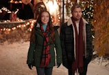 Lindsay Lohan as Sierra, Chord Overstreet as Jake in Christmas in Wonderland