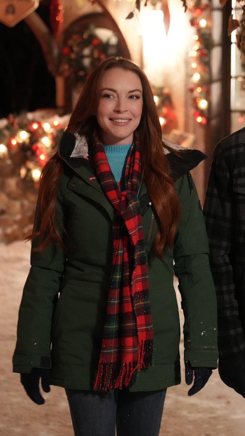 Lindsay Lohan as Sierra, Chord Overstreet as Jake in Christmas in Wonderland
