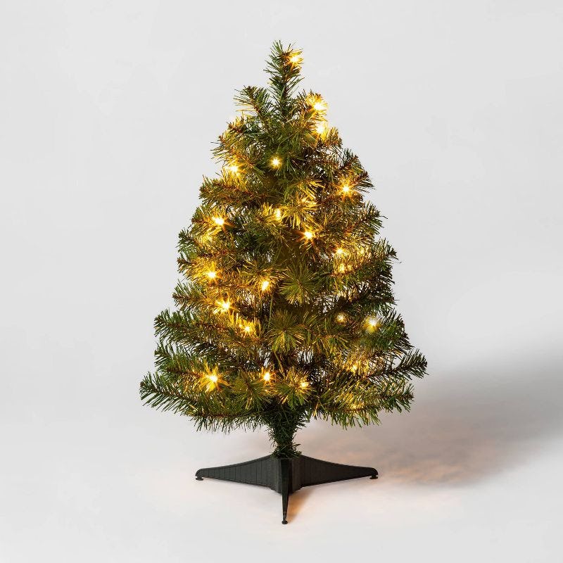 2' Pre-Lit Alberta Spruce Mini Artificial Christmas Tree
