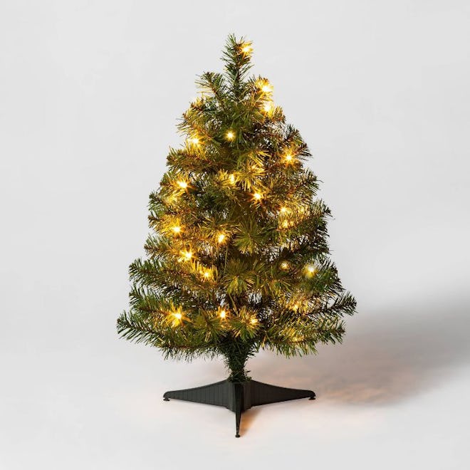 2' Pre-Lit Alberta Spruce Mini Artificial Christmas Tree 