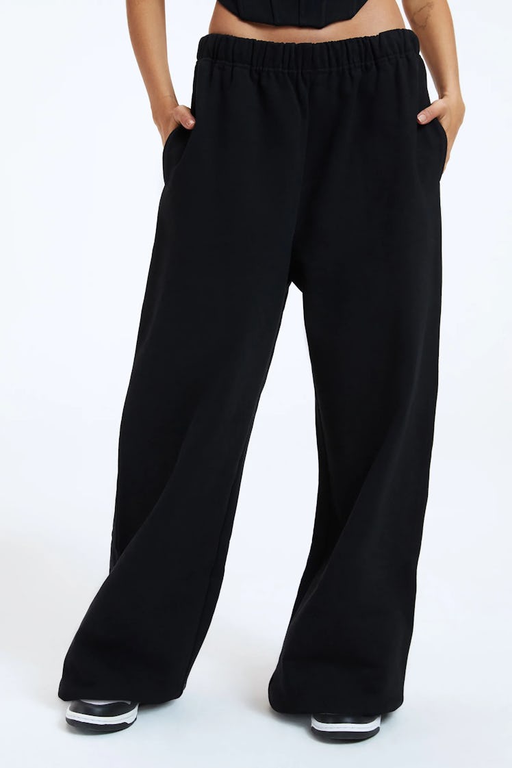 These extra wide sweatpants are part of Khloe K's Good American Zodiac Collection under $100. 