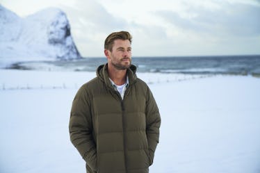 Chris Hemsworth as seen on LIMITLESS, standing in an icy environment.