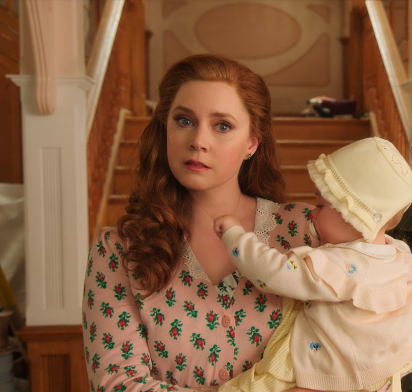 Amy Adams as Giselle, Gabriella Baldacchino as Morgan, and Patrick Dempsey as Robert in Disney's DIS...