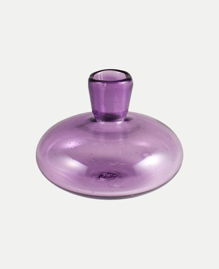 Bubble Glass Candleholder In Purple