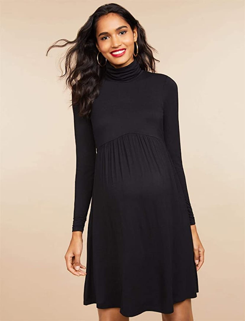 Motherhood Maternity Long Sleeve Turtleneck Babydoll Dress