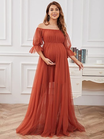 Ever-Pretty Off-Shoulder A-line Tulle Maternity Dress