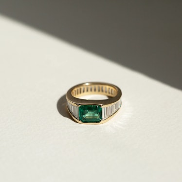 Grace Lee 14K Square Green Emerald with Trapezoids