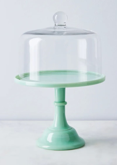 This Mosser 10" Colored Glass Cake Stand with Glass Dome in Jadite is one of the best gifts to give ...