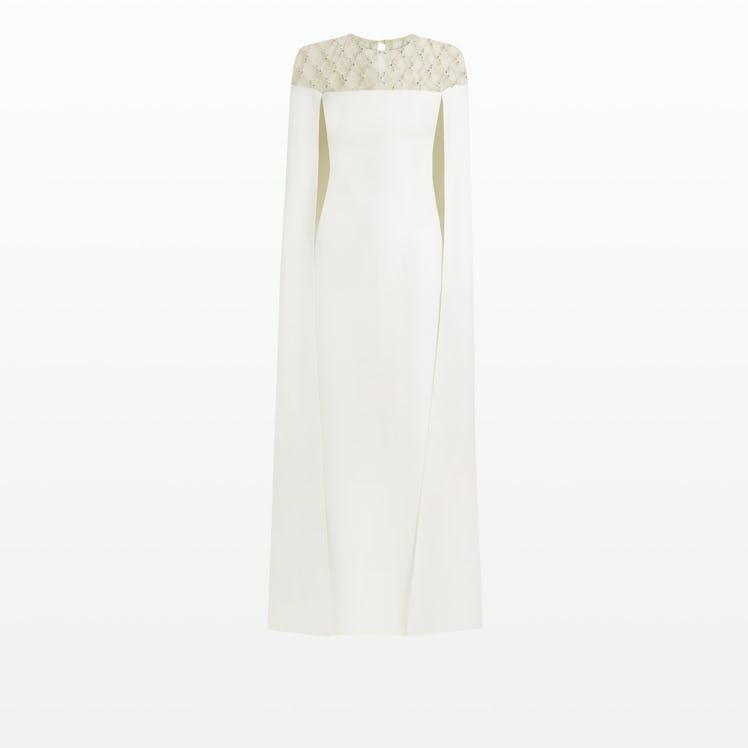 Safiyaa white embellished cape gown
