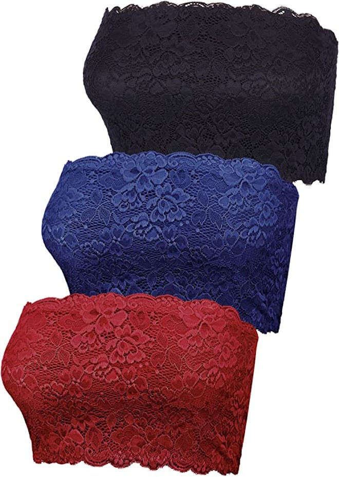 BOAO Lace Strapless Bandeau Bras (3-Pack)
