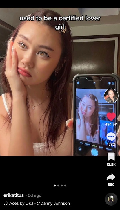 A TikToker shares one of the photo swipe trends on TikTok about being a certified lover. 