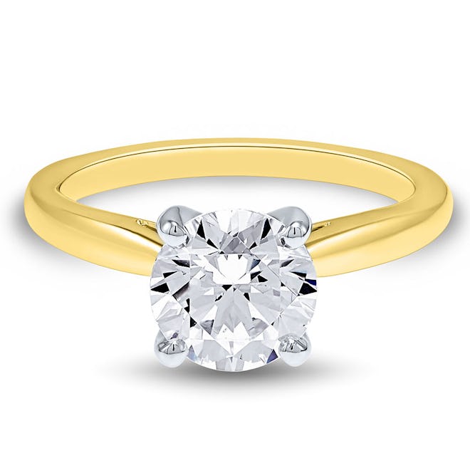 Light Heart® Lab Grown Diamond Round Solitaire Engagement Ring in 14k Yellow Gold