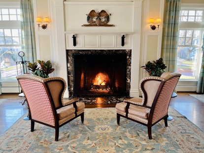 fireplace in suite