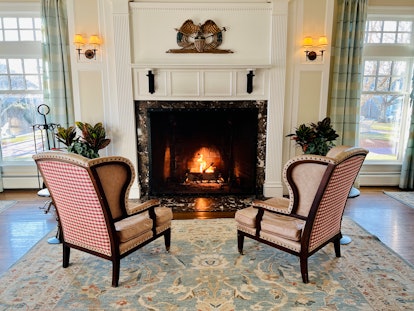 fireplace in suite