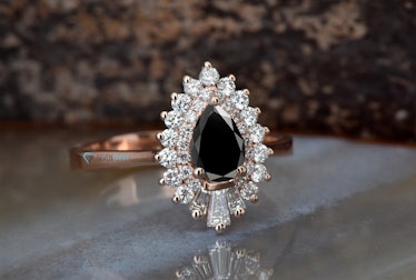 black diamond engagement ring etsy