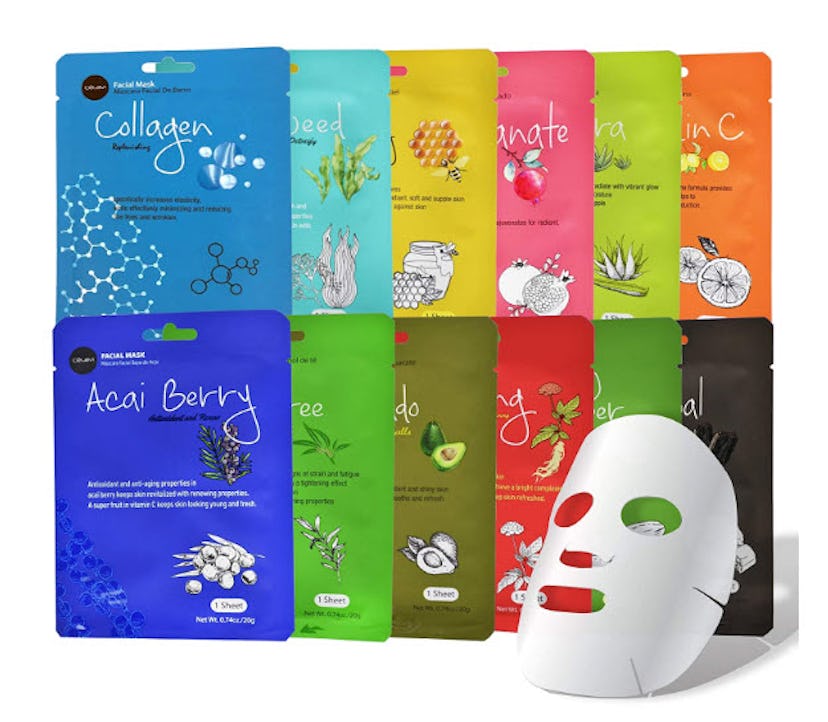 Celavi Essence Facial Sheet Face Mask Variety Set (12-Pack)