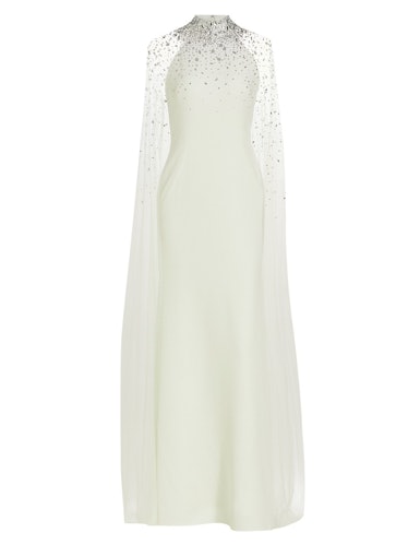 Jenny Packham white crystal cape gown