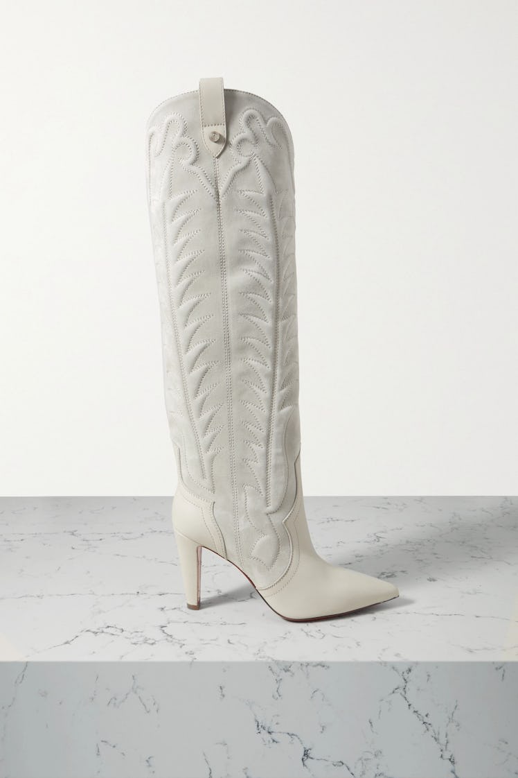 Christian Louboutin white knee-high boots