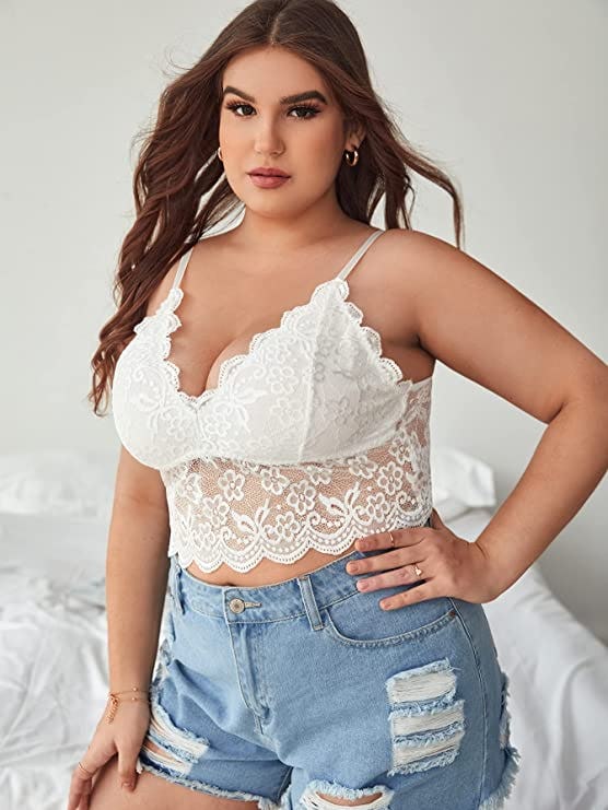 SOLY HUX Floral Lace Scalloped Bralette