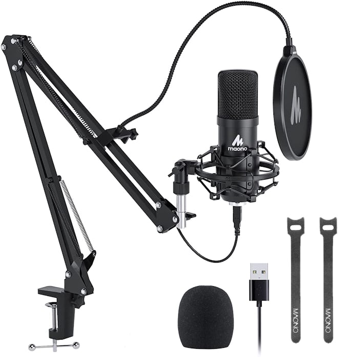 This condenser microphone kit comes with everything you'd need to start recording audio for a YouTub...
