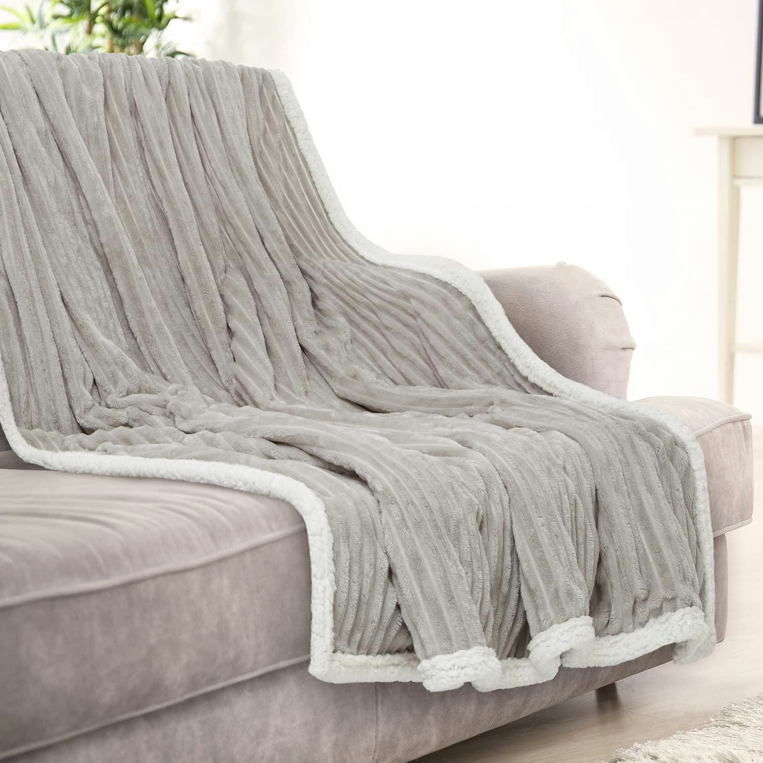 GREEN ORANGE Sherpa Blanket Fleece Throw