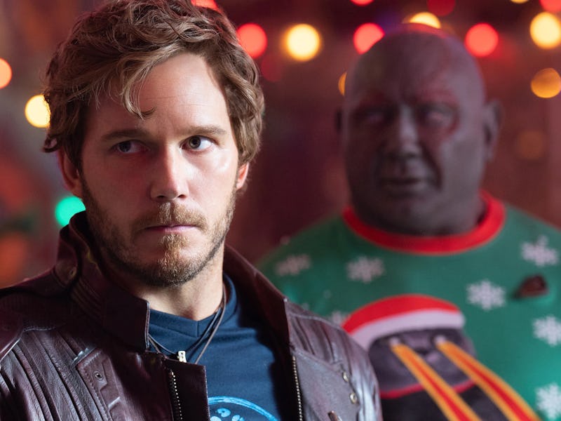 Chris Pratt as Star-Lord and Dave Bautista as Drax in the Guardians of the Galaxy Holiday Special