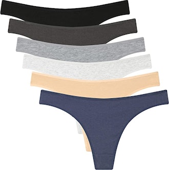 ELACUCOS Cotton Thong Bikini Underwear (6-Pack)