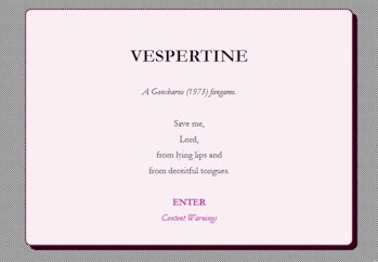 Vespertine title screen