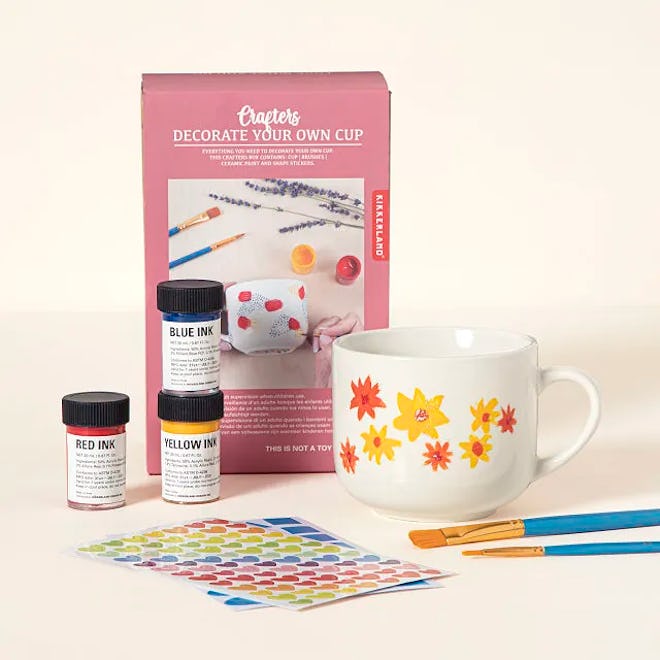 A mug painting kit kids can create is a sweet last minute gift for grandma.