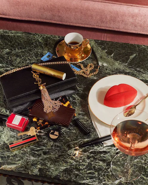 beauty products on a marble counter