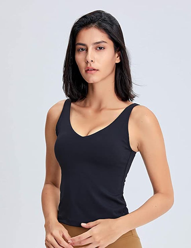 POSHDIVAH Longline Padded Sports Tank Top