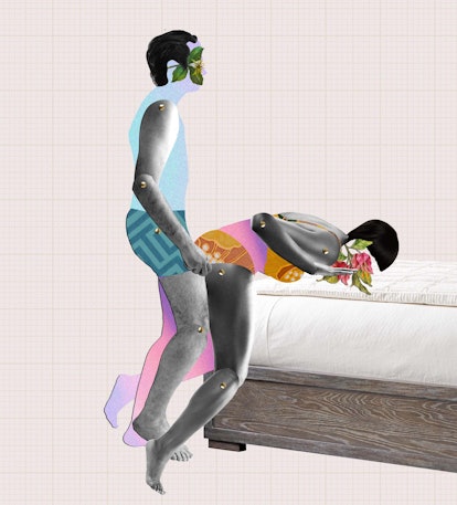 Standing Over The Edge Of The Bed is another way to have sex.