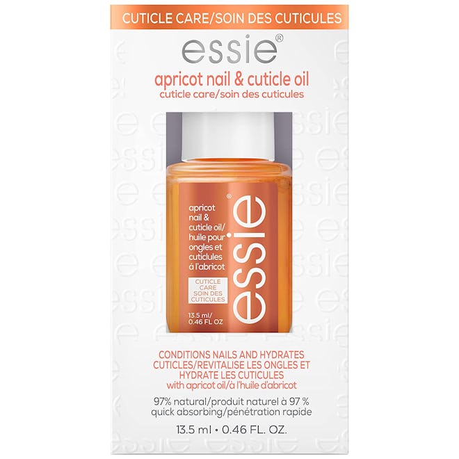 Essie Apricot Nail & Cuticle Oil is what to put on your nails after acrylic removal.