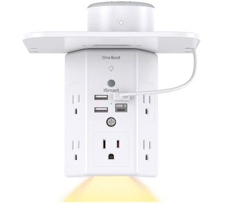 On Beat Wall Outlet Extender With Shelf & Nightlight