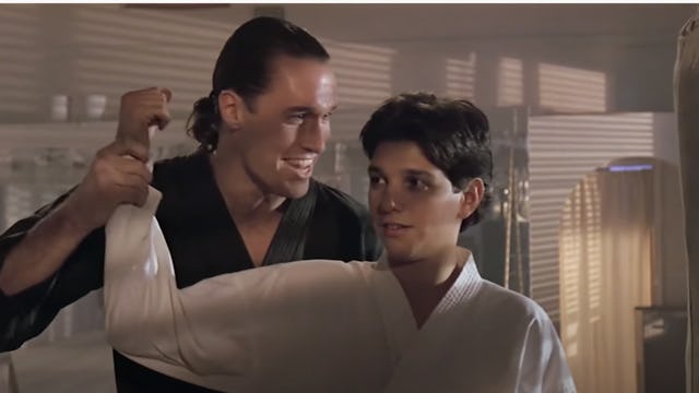 Silver and Macchio in Karate Kid 3.