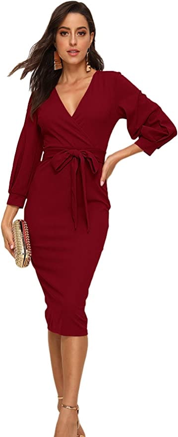 Verdusa Wrap V Bodycon Dress