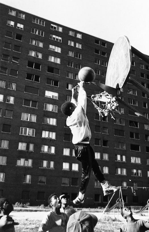 Dread Scott, Untitled (B Ball Youth on Rim), 1994. Courtesy the artist and Cristin Tierney
