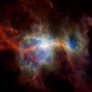 This infrared image of the Orion Nebula features plenty of dust but no stars. In these infrared wave...