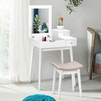 Vanity Dressing Table Flip Desk With Stool