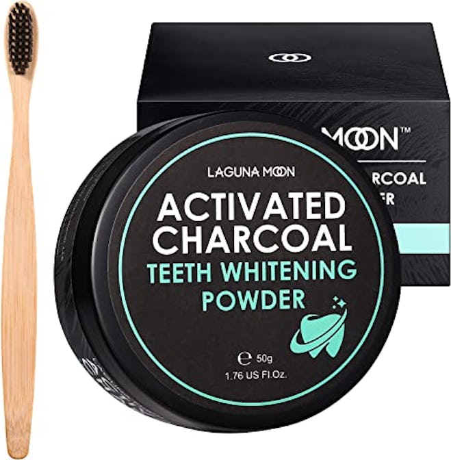 Laguna Moon Activated Charcoal Teeth Whitening Powder with Bamboo Toothbrush 