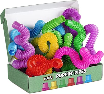Colorful pop tubes that connect together are a fun fidget toy for the whole family