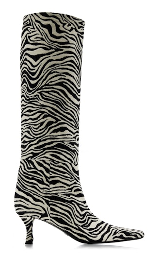 Proenza Schouler Trap Zebra-Jacquard Knee Boots