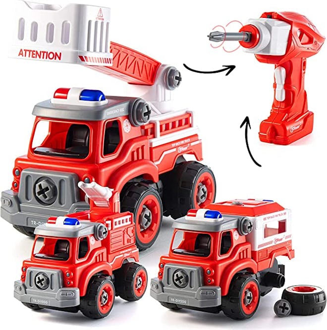 The Top Race Take Apart Trucks Fire Truck Set is one of the top toys for 3-year-olds.