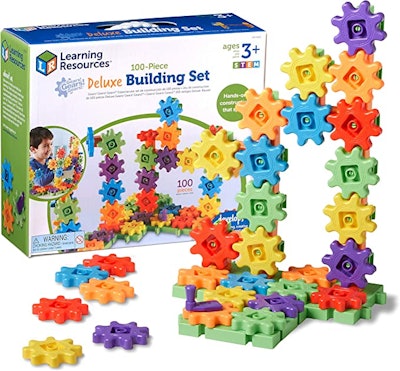 The Learning Resources Gears! Gears! Gears! 100-Piece Deluxe Building Set is one of the top toys for...