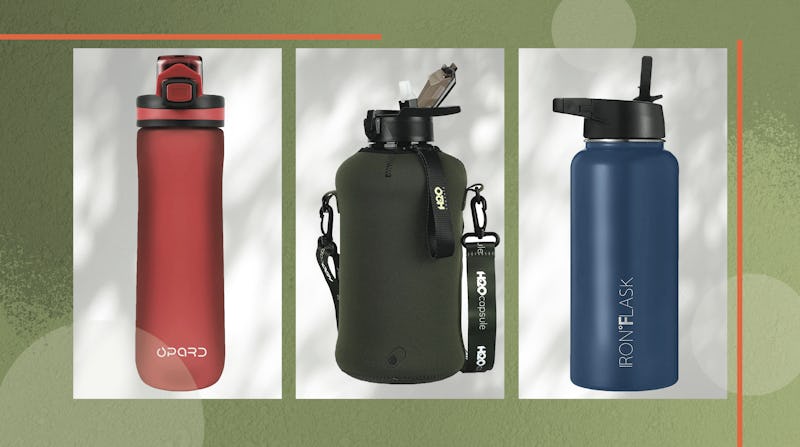 composite image of three of the best water bottles for the gym
