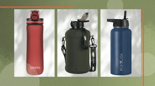 composite image of three of the best water bottles for the gym