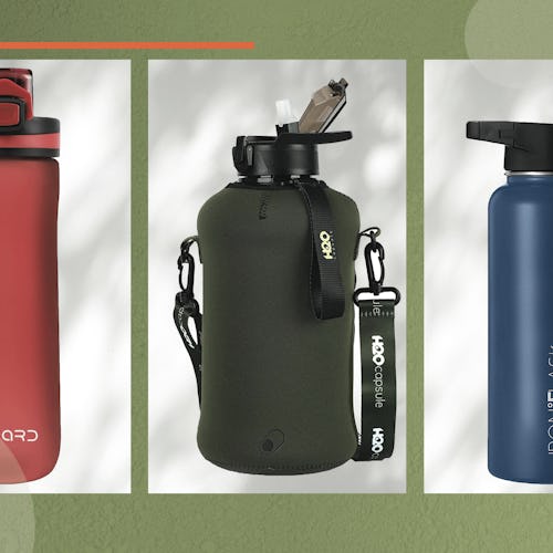 composite image of three of the best water bottles for the gym