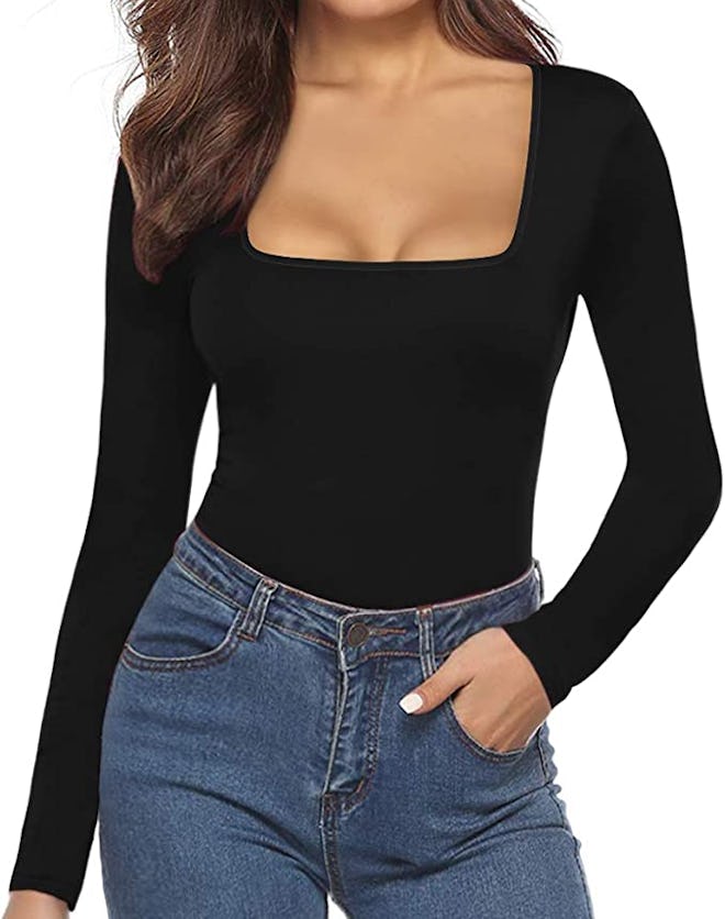 MANGOPOP Square Neck Bodysuit Top