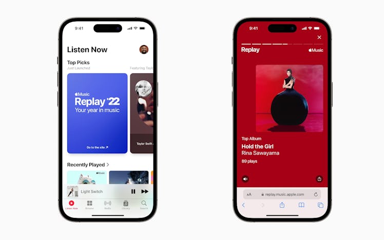 The Apple Music Replay experience for 2022.